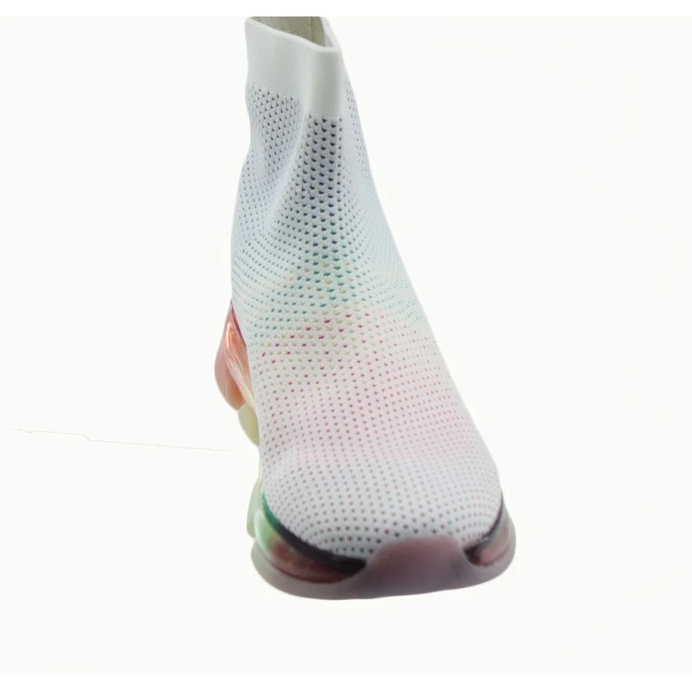 Michael Kors Kendra Rainbow Bootie White Knit Platform 5.5M 43T9KEFE7D